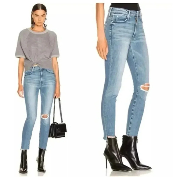 Mother Denim - MOTHER The Looker Ankle Step Fray Jeans Exposed Secret Sister Sz 27 Made in USA